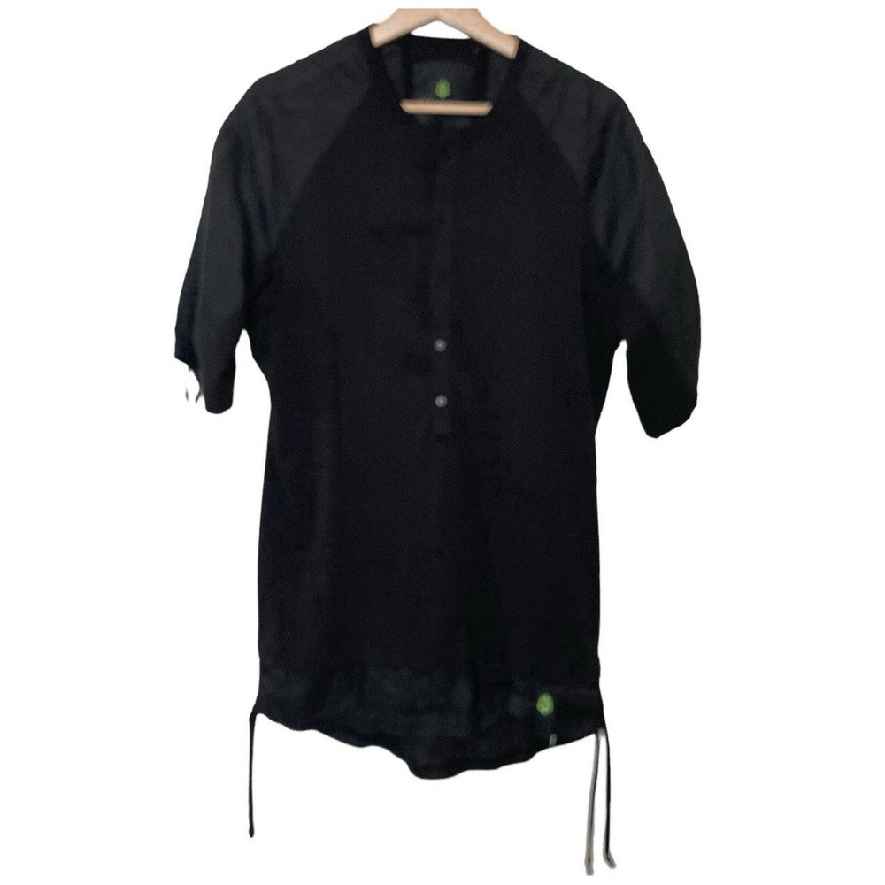 Ron Tomson Capsule Men's Medium Black Linen Blended Tunic Shirt‎ Adjustable